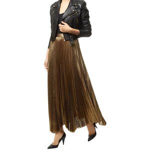 Alice + Oliva Katz Gold Pleated Maxi Skirt